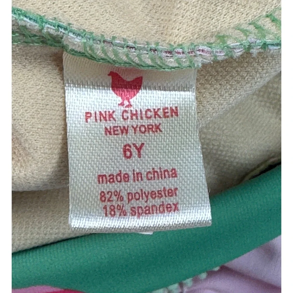 Pink Chicken Girls Green Pink Floral Long Sleeve Rash Guard Swimsuit Size‎ 6Y
